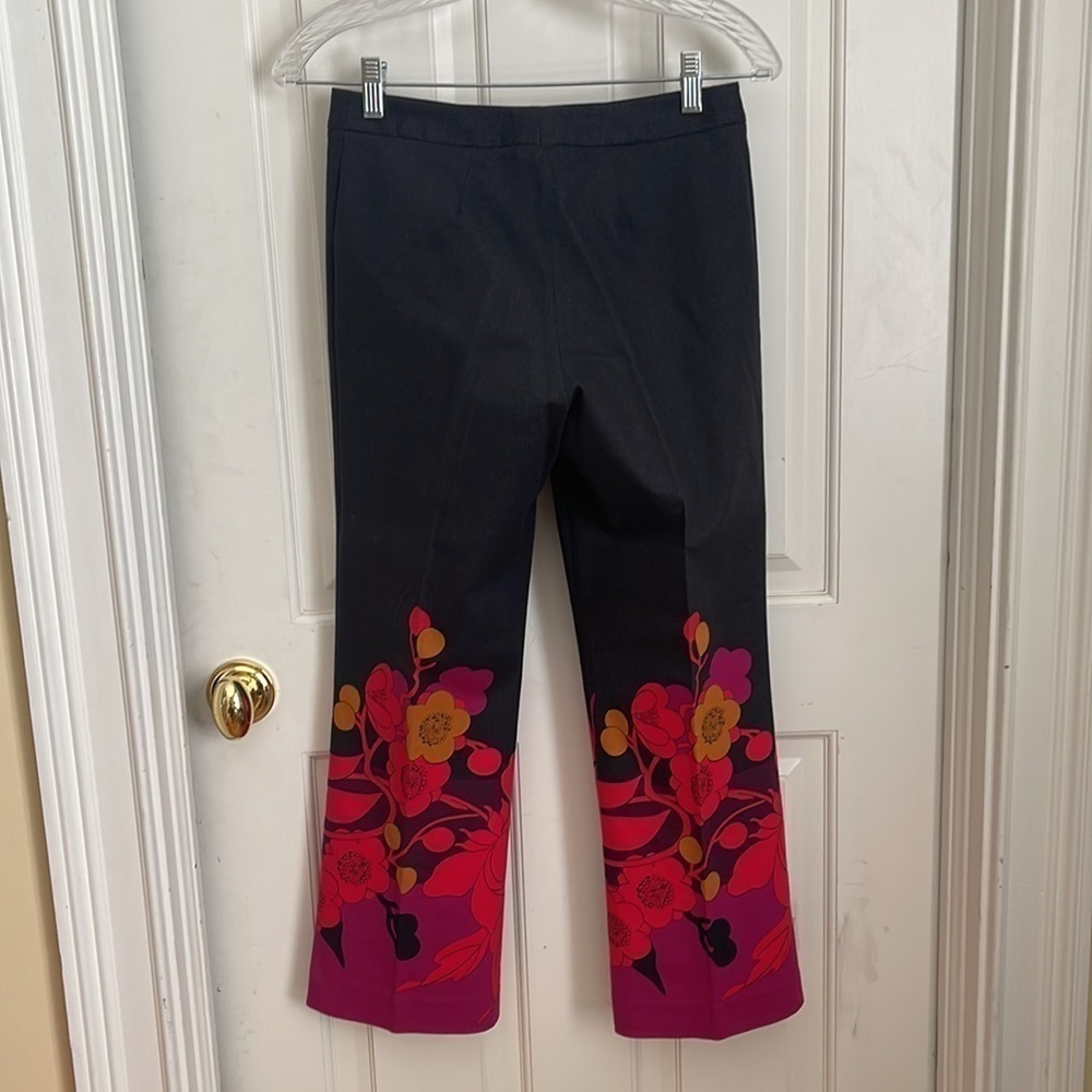 Trina Turk dark grey pants with red black purple and tan color - Picture 3 of 7